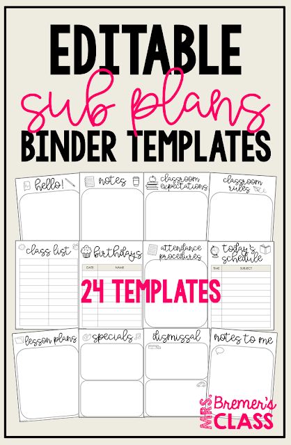 Binder Templates Free, Elementary Substitute Teacher, School Procedures, Sub Binder, Primary School Classroom, Binder Templates, Back To School Pictures, Teaching Organization, Classroom Expectations