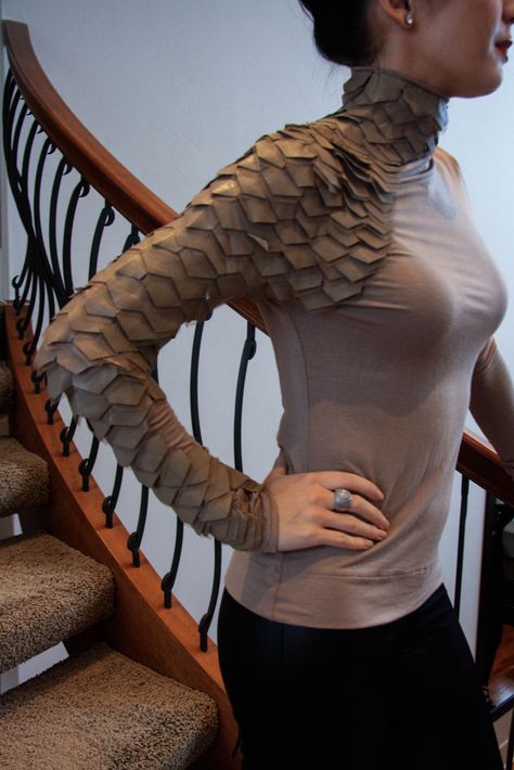 I found this Gracia Knit Top with Pleather Mermaid Scales on www.carriescloset.ca for $75 Scale Top, Mermaid Top, Scale Mail, Blue Quince, Dragon Costume, Cosplay Armor, Fantasy Costumes, Mermaid Scales, Dresses Pink