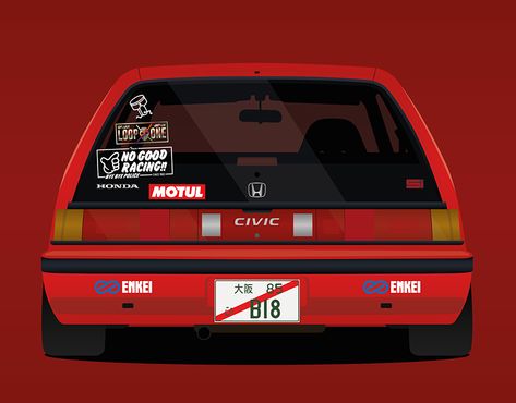 Honda civic 3 on Behance Honda Crx, Cool Car Drawings, Honda Cars, Car Drawings, Car Stereo, Honda Civic, Car Design, Jdm, Cool Cars