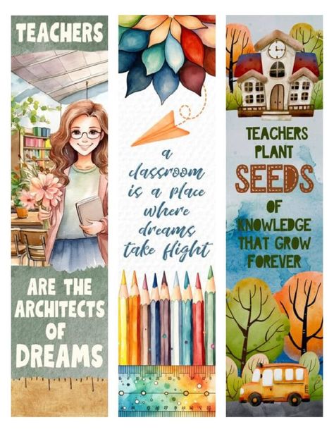 Free Printable Bookmarks For Teachers - Set 1 Bookmarks For Teachers, Back To School Bookmarks, Back To School For Teachers, Fun Bookmarks, Plants Classroom, School Bookmarks, Free Printable Bookmarks, Cool Images, Teachers Day Card