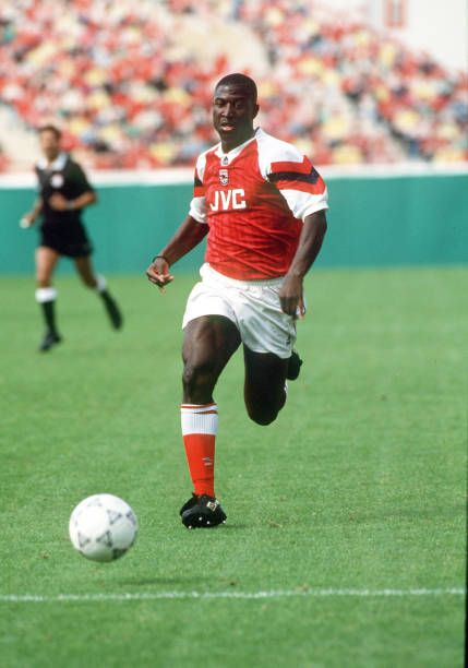 Kevin Campbell of Arsenal in 1993. Kevin Campbell, Arsenal Fc, Arsenal, Football, Running, American Football