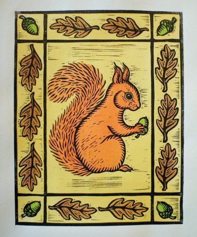 Squirrels Illustration, Red Squirrels, Fish Board, Woodland Animals Theme, Linoleum Block Printing, Animal Shapes, Embroidery Sampler, Lino Cut, Country Paintings