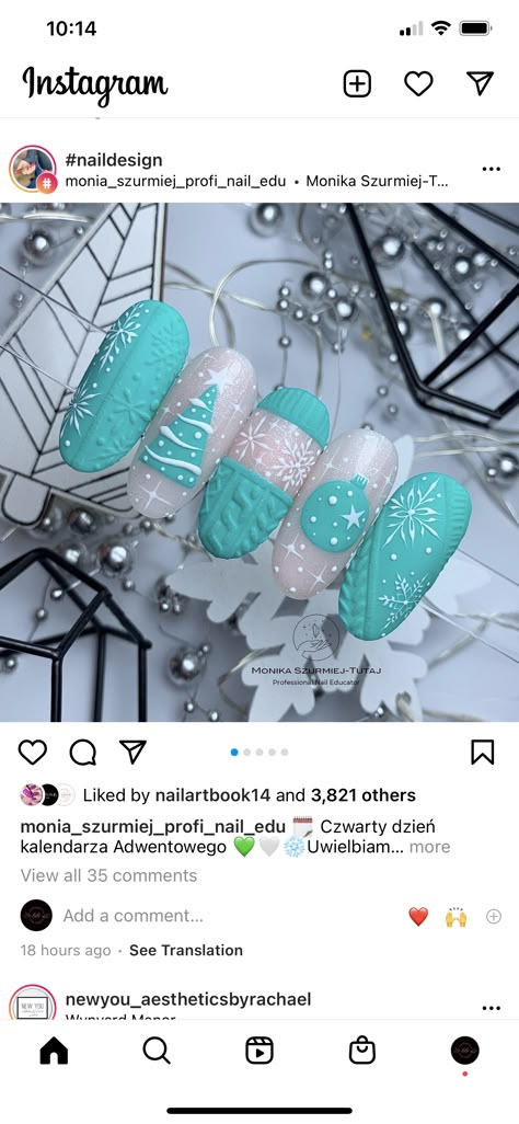 Aqua Christmas Nails, Turquoise Winter Nails, Turquoise Christmas Nails, Teal Christmas Nails, Teal Winter Nails, Everyday Nails, Aqua Christmas, Teal Christmas, Turquoise Christmas