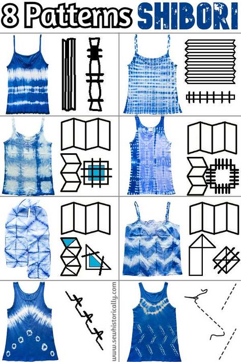 8 Patterns - Easy Shibori Tie Dye Folding Techniques - Sew Historically