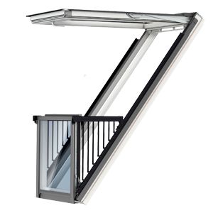 Velux Cabrio, Roof Balcony, Balcony Roof, Velux Windows, Roof Windows, Attic Bedroom Designs, Retractable Pergola, Attic Conversion, Attic Design