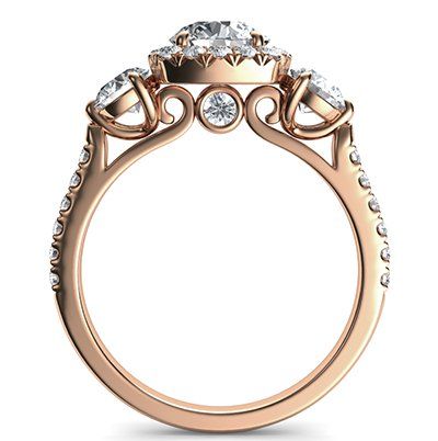 Rose Gold Rich engagement ring,Price includes two 0.50 side diamonds, view 0 Ring Side View, Ring Basket, Fancy Diamond Ring, Vintage Gold Brooch, Ring Jewellery Design, Modern Gold Jewelry, Engagement Ring Prices, Solitaire Rings, Bridal Diamond Jewellery