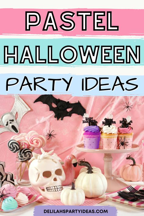 Pastel Halloween Costume Ideas, Pastel Halloween Food, Pastel Halloween Birthday Cake, Halloween Sleepover Party, Pastel Halloween Party, Halloween Bingo Printable, Happy Birthday Halloween, Kids Halloween Party Decorations, Halloween Food Decorations