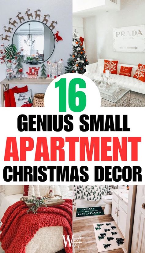 Celebrate the season with the best small apartment Christmas decorations that add a touch of festive charm to your living space. Get inspired to create a cozy holiday haven! Christmas Decoration Ideas For Small Apartment, Christmas Decorations In Small Apartment, Small Space Holiday Decor, Small Space Studio Apartment, Christmas Decor In Small Spaces, Easy Apartment Christmas Decor, Cute Christmas Decor For Apartments, Christmas Decor Ideas For A Small Apartment, Apartment Decor For Christmas