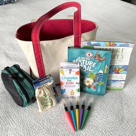 Grandma Kit, Babysitting Bag, Charades For Kids, Grandma Ideas, Adventure Bags, Activity Bags, Garden Bags, Unique Coloring Pages, Paper Games