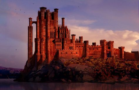 Game Of Thrones - Red Keep A by Julian Caldow Asoiaf Castles, Dnd Fairytale, The Red Keep, Game Of Thrones Castles, Fantasy Castles, Game Of Thrones King, Red Castle, Minas Tirith, Game Of Thrones Tv