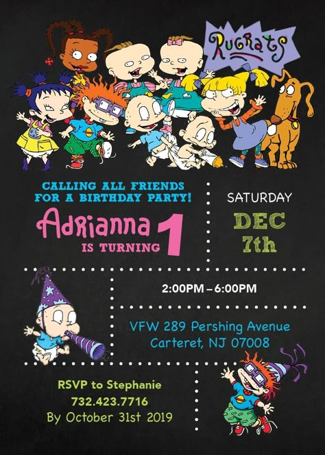 My daughter 1st bday invite Rugrats Birthday Invitations, Rugrats First Birthday Party, Rugrats Theme Birthday Party, Rugrats Birthday Party Ideas, Rugrats 1st Birthday Party Theme, Rugrats Birthday Party, Angelica Rugrats, Baby Party Themes, Baby Birthday Outfit