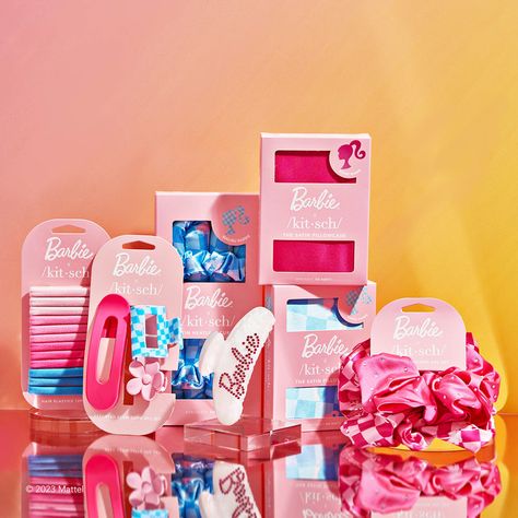 Embrace the Iconic Style with Barbie™ x Kitsch Collection | Shop Now – KITSCH Barbie Moodboard, Satin Heatless Curling Set, Heatless Curling Set, Curling Rods, Accessoires Barbie, Heatless Curling, Barbie Aesthetic, Heatless Hair Curlers, Barbie Core