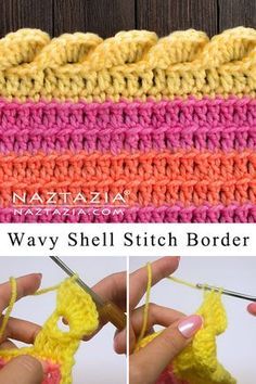 Crochet Blanket Border, Crochet Blanket Edging, Border Patterns, Crochet Border Patterns, Bantal Sofa, Crochet Shell, Crochet Edgings, Crochet Shell Stitch, Crochet Edging Patterns