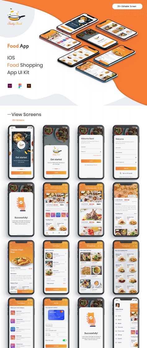 Food Ordering App, Restaurant App, Apps Design, Photoshop Sketch, App Guide, Desain Ui, Food Delivery App, App Interface Design, Meditation Apps