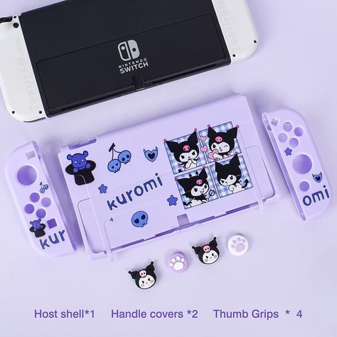 Kuromi Flip Phone, Kuromi Nintendo Switch, Kuromi Popsocket, Sanrio Nintendo Switch, Kuromi Airpods Case, Kuromi Stuff, Switch Oled Case, Gaming Girl, Nintendo Switch Oled