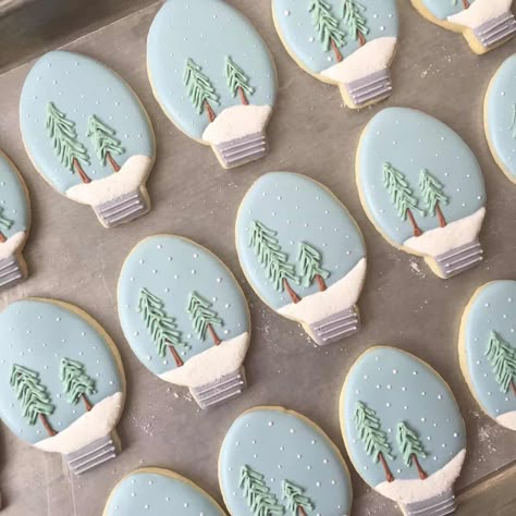 Snow Globe Cookies, Simple Christmas Cookies, Globe Cookies, Snowglobe Cookies, Mason Jar Snow Globe, Decorated Christmas Cookies, Christmas Sugar Cookies Decorated, Winter Cookie, Chocolate Crinkles