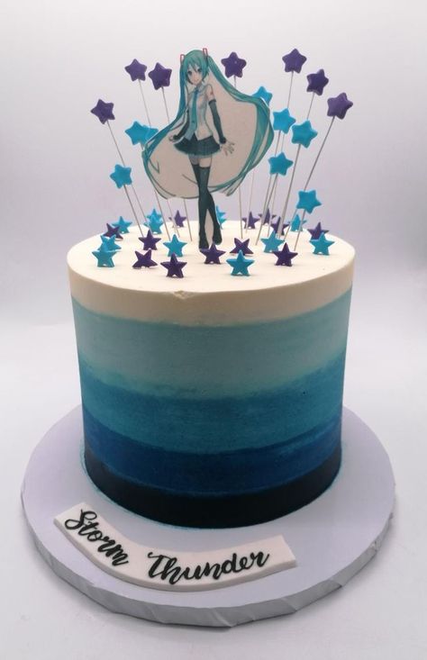 Hatsune Miku Cake Birthday, Hatsune Miku Birthday Party Ideas, Hatsune Miku Cake, Miku Birthday, Hatsune Miku Birthday, Anime Birthday, Anime Cake, Baby Clip Art, Birthday Party Cake