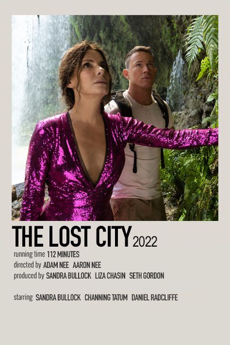 The Lost City Movie Poster, The Lost City Movie, Lost City Movie, Minimalistic Polaroid Poster, Sandra Bullock Movies, Movie Character Posters, Movie Bloopers, Movie Hacks, Most Paused Movie Scenes