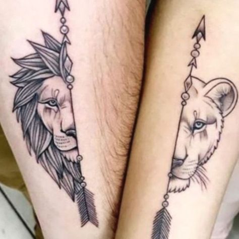 Lion Tattoos For Women, Husband Wife Tattoos, Classy Tattoos For Women, Wife Tattoo, Matching Best Friend Tattoos, Lion Tattoos, Tattoo Themes, Lion Head Tattoos, Lion Tattoo Design