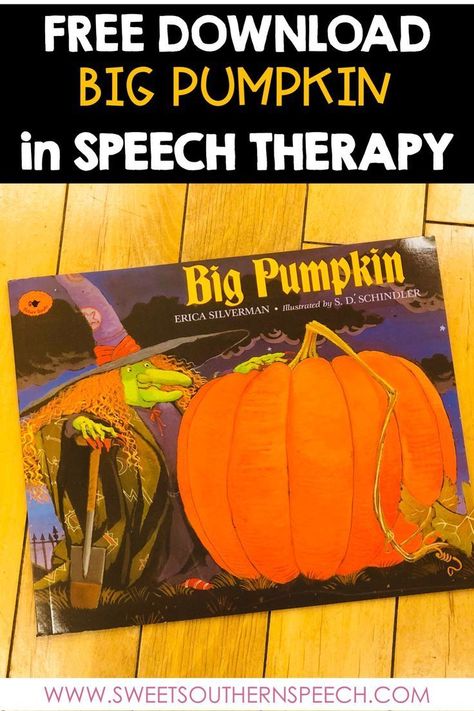 I love the book BIG PUMPKIN for speech therapy. It has great story elements and vocabulary for language goals. FREE DOWNLOAD! Speech Therapy Books, Books For Speech Therapy, Therapy Books, Speech Therapy Activities Preschool, Big Pumpkin, Fall Books, Preschool Speech Therapy, Pumpkin Books, School Speech Therapy