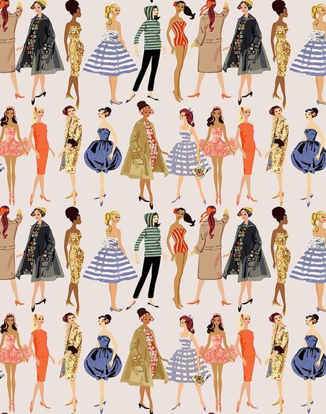 Original Barbie Doll, Mirrors Wall Decor, Barbie Art, Cute Ponytails, Patterns Wallpaper, High Bun, Barbie Vintage, Mirrors Wall, Illustration Vintage