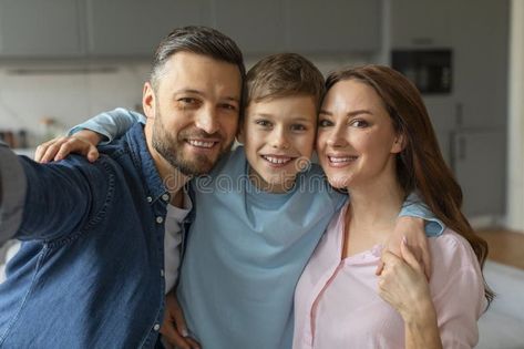 Happy family posing for a selfie at home stock photo Camera Selfie, Happy Family, Family Posing, Photo Image, Lifestyle, Stock Photos