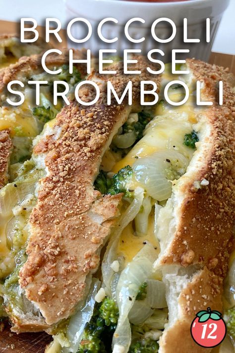 Broccoli And Cheese Stromboli, Chicken Broccoli Stromboli, Vegetarian Stromboli, Broccoli Stromboli, Vegetable Stromboli, Broccoli Calzone, Cheese Stromboli Recipe, Calzone Dough, Cheese Stromboli