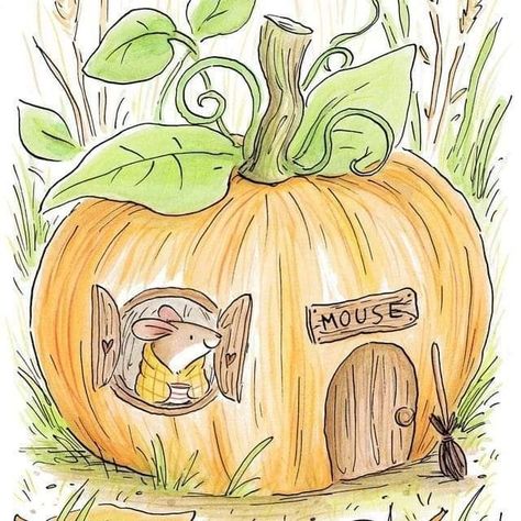 Drawing Idea Cute, Pumpkin House Drawing, Cute Autumn Drawings, Cute Fall Drawings, Fall Drawing Ideas, Autumn Drawing, Whimsical Drawings, Fall Illustration, Fall Drawings