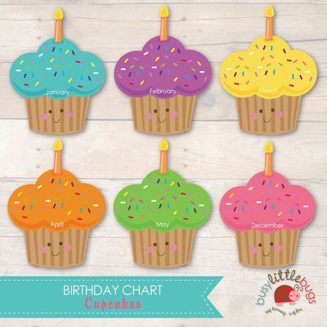 Classroom Birthday Chart Birthday Calendar Classroom, Birthday Chart Classroom, Cupcake Template, Preschool Birthday, Birthday Board Classroom, Birthday Chart, Cupcake Toppers Template, Cupcake Coloring Pages, Class Birthdays