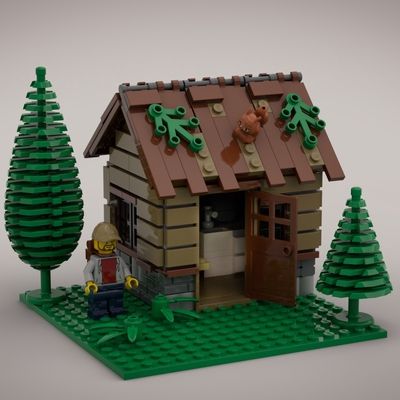 Lego Tiny House Ideas, Lego Tiny House, Small Lego House, Lego Farmhouse, Lego Outdoor, Lego Mountain, Lego Bathroom, Lego History, Lego House Ideas