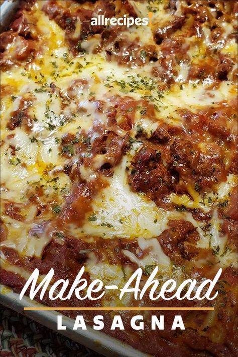 Prepare Ahead Lasagna, Lasagna Recipe Make Ahead, Perfect Lasagna Recipes, Lasagna For 30 People, Premade Lasagna Recipe, Lasagna Casserole With Cottage Cheese, Lasagna Make Ahead, Large Batch Lasagna, Can You Make Lasagna Ahead Of Time