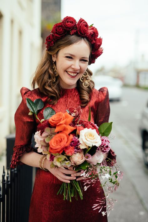 Winter Wedding Headpiece - Ready for more great ideas? - Click to visit for more. Do It TODAY!! Red Wedding Dress, Red Wedding Dresses, Melbourne Wedding, Urban Wedding, Floral Headpiece, Wedding Headpiece, Bridal Flowers, Wedding Magazine, Red Wedding