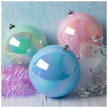 Diameter: 7.88" Material: Shatterproof Plastic Color: Pink, Green & Blue Quantity: 3 Stylize your Christmas tree with this Pink, Green & Blue Ornament Set. These shatterproof plastic ornaments offer pastel pink, green, and blue colors with an iridescent finish. Use hooks, ribbon, or string to attach these bold ornaments to the branches of your tree. Pair them with dazzling tinsel and leafy garlands for a wonderful display of Christmas cheer! Coastal Xmas Decor, Pink Christmas Display, Pink Trees Christmas, Pastel Christmas Garland, Pastel Christmas Ornaments, Pastel Christmas Decor Ideas, Pink And Blue Christmas Decorations, Pink And Teal Christmas Tree, Pastel Candy Christmas Tree