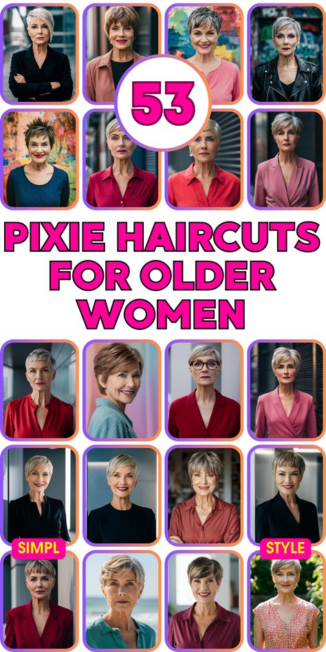 Explore the versatility of pixie haircuts for older women, perfect for those in their 60s with curly hair or glasses. Short pixie cuts are ideal for 60 with fine hair, providing a stylish and manageable option. Whether you have thick hair or a round face, a pixie cut can be adapted to enhance your natural beauty. Ranked among the 15 best hairstyles for women aged 50 and above, pixie haircuts offer both practicality and charm. From spiky to cute styles. Short Pixie Thick Hair, Funky Pixie Cut Fine Hair, Pixie Cuts For Thick Hair, Short Pixie Haircuts For Fine Hair, Pixie Hairstyles For Older Women, Vintage Pixie Cut, Funky Pixie Cut, Pixie Cut Curly Hair, Pixie Haircut For Round Faces