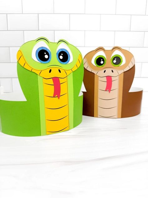 Snake Headband, Snake Crafts, Fall Paper Crafts, Reptile Party, Halloween Decorations For Kids, Headband Crafts, Kids Craft Supplies, Halloween Craft Projects, Puppet Crafts