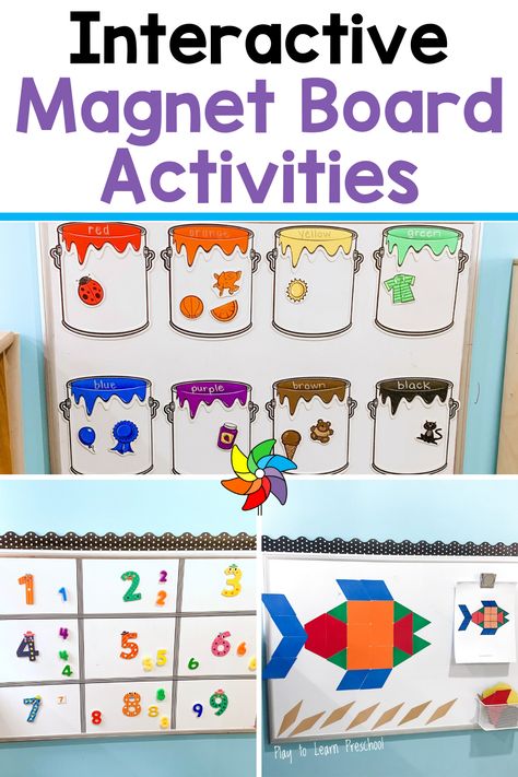 Interactive Learning Boards, Magnetic Board Activities, Multi Sensory Math Activities, Magnetic Board Activities Preschool, Magnet Board Activities Preschool, Interactive Boards Preschool, Magnet Center Preschool, Preschool Magnet Activities, Magnet Board Ideas