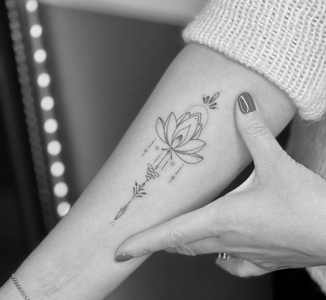 Forearm Band Tattoo For Women, Lotus Unalome Tattoo, Lotus Unalome, Lotusblume Tattoo, Girl Shoulder Tattoos, Inner Arm Tattoos, Cuff Tattoo, Inner Bicep Tattoo, Inner Forearm Tattoo