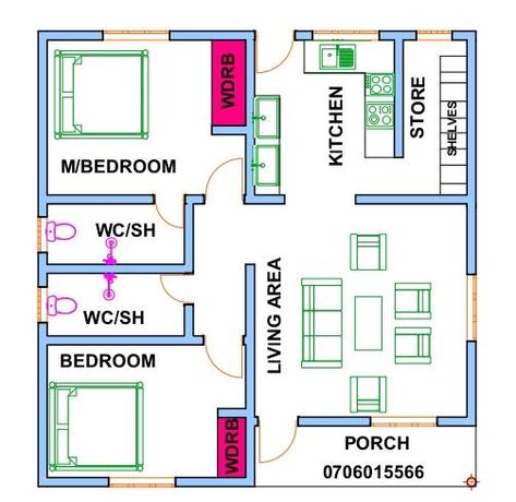 Bungalow Floor Plan, Low Pitch Roof, House Pillars, Drawing House Plans, Pitch Roof, Small Modern House Plans, Construction Images, 3 Bedroom Bungalow, Bungalow Floor Plans