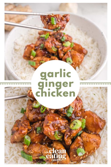 Ginger Chicken Crockpot Recipes, Chinese Ginger Chicken Recipes, Healthy Asian Chicken Recipes Clean Eating, Chili Ginger Chicken, Dishes With Ginger, Spicy Ginger Chicken, Ginger Garlic Recipes, Crockpot Ginger Chicken, Ginger Chicken Recipes Healthy