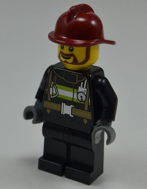 Lego firefighter for the CF Mack Fire Engine. Getting about 6 of these guys Fire Helmet, Fire Hose, Lego Minifigure, Fire Service, Fire Engine, Lego Minifigures, Fire Hydrant, Mini Figures, Firefighter