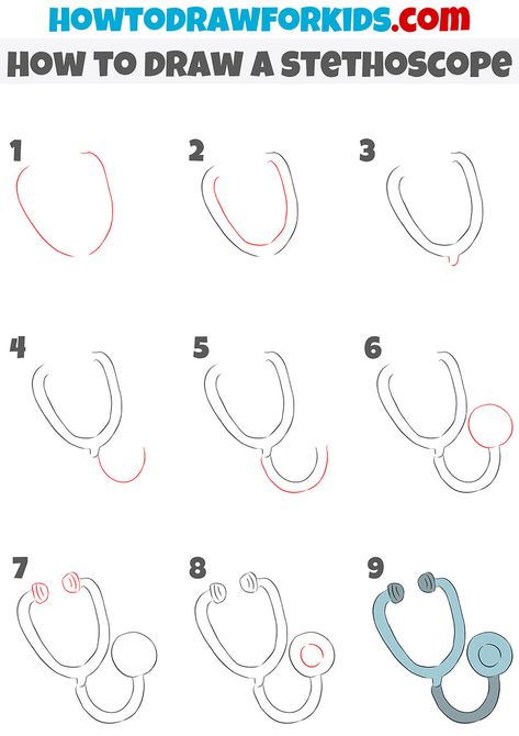 how to draw a stethoscope step by step Easy Stethoscope Drawing, How To Draw Stethoscope, Stethoscope Drawing Art, Stethoscope Drawing, Nurse Drawing, Start Sketching, Drawing Steps, Shell Ideas, Marker Board