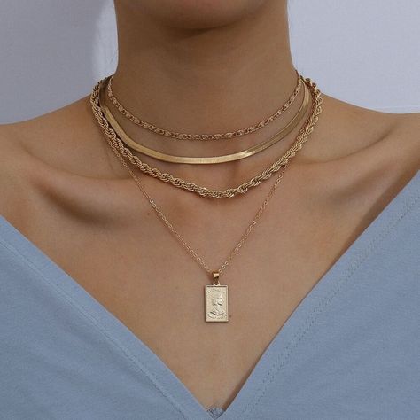 Multi-Layered Gold Silver Tone Embossed Rectangle Charm Pendant Rope Chain Choker Necklace Set,Multi Layering Gold Silver Necklace Set,Gifts #EChunkyNecklace #NecklacesForWomen #ChokerNecklac #BridesmaidGift #LayeredNecklace #GoldNecklace #GoldNecklaceChain #EngagementNecklace #NecklaceSet #GoldMultiLayer Silver Necklace Set, Choker Pendant, Layered Necklace Set, Multi Layer Necklace, Choker Necklace Set, Long Chain Necklace, Chain Choker Necklace, Gold Chain Necklace, Chain Choker