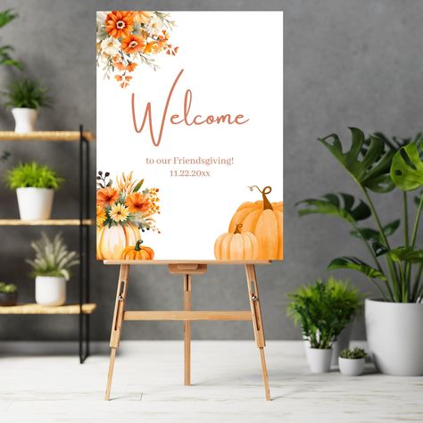 Tags: Editable Pumpkin Fall Floral Friendsgiving Welcome Sign, Thanksgiving Signs, Printable Signs, Instant Download, Edit on Canva, TG-FL1 💗 LISTING DETAILS 💗 // Party Sign Template // 1 18x24 Printable Party Sign 1 16x20 Printable Party Sign 1 8.5x11 Printable Party Sign 1 5x7 Printable Party Sign ﹊﹊﹊﹊﹊﹊﹊﹊﹊﹊ This is an instant download! You will receive a link to access the template.  💗 How to download template 💗 Go to your Etsy Profile → Purchases and Reviews → Download your link template Friendsgiving Welcome Sign, Thanksgiving Welcome Sign, Friendsgiving Sign, Housewarming Party Decorations, Thanksgiving Sign, Thanksgiving 2024, Friendsgiving Dinner, Friendsgiving Party, Thanksgiving Signs