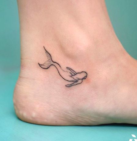 Minimalist Tattoo Mermaid, Dainty Mermaid Tattoo, Mermaid Simple Tattoo, Fish Ankle Tattoo, Tiny Mermaid Tattoo, Tiny Mermaid Tattoo Simple, Tiny Mermaid Tattoos For Women, Mermaid Ankle Tattoo, Simple Mermaid Tattoo