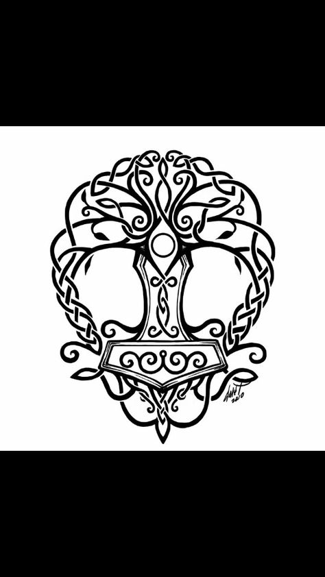 Tree Of Life Tattoo Viking, World Tree Tattoo Norse Mythology, Nordic Tree Of Life Tattoo, Norse Tree Of Life Tattoo, Viking Tree Of Life Tattoo, Celtic Tree Of Life Tattoo, Nordic Tree Of Life, Norse Tree Of Life, Thor Hammer Tattoo