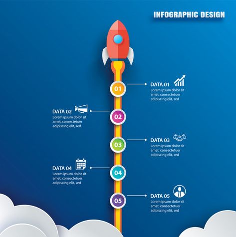 Startup infographics with 5 circle verti... | Premium Vector #Freepik #vector Rocket Infographic, Rocket Paper, Startup Poster, Startup Infographic, Infographic Elements, Info Board, Infographic Powerpoint, Infographic Design Layout, Creative Infographic