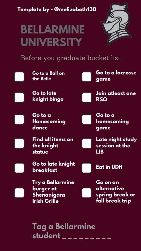 University Bucket List, Bellarmine University, First Knight, Dance Games, Homecoming Dance, Student Activities, Instagram Template, Homecoming, Bucket List