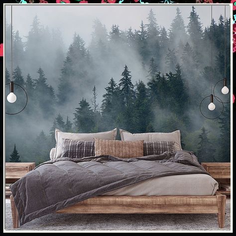 Create a one-of-a-kind bedroom with our exceptional wallpaper choices. Forest Bedroom, Forest Room, Forest Wall Mural, Foggy Forest, Forest Wall, Removable Wall Murals, Wallpaper Decor, Wallpaper Bedroom, Accent Wallpaper