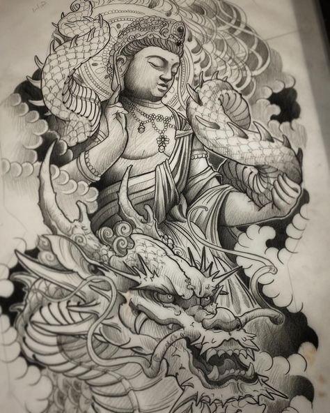 7,843 Likes, 51 Comments - Damian Robertson (@mr.damian.robertson) on Instagram: “Recharge.....” Buddha Dragon Tattoo, Back Tattoos For Guys Upper, Buda Tattoo, Buddha Tattoo Design, Buddha Tattoos, Japanese Dragon Tattoos, Buddha Tattoo, Back Tattoos For Guys, Asian Tattoos