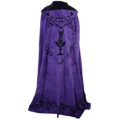 Wicca Pagan Witch Goth Cape ❤ liked on Polyvore featuring outerwear, blue cape, cape coat, cloak cape, reversible cape and blue cape coat Plus Size Hoodie, Pagan Witch, Witchy Fashion, Hoodie Coat, All Things Purple, Medium Purple, Moon Goddess, Witchy Things, Witchy Stuff